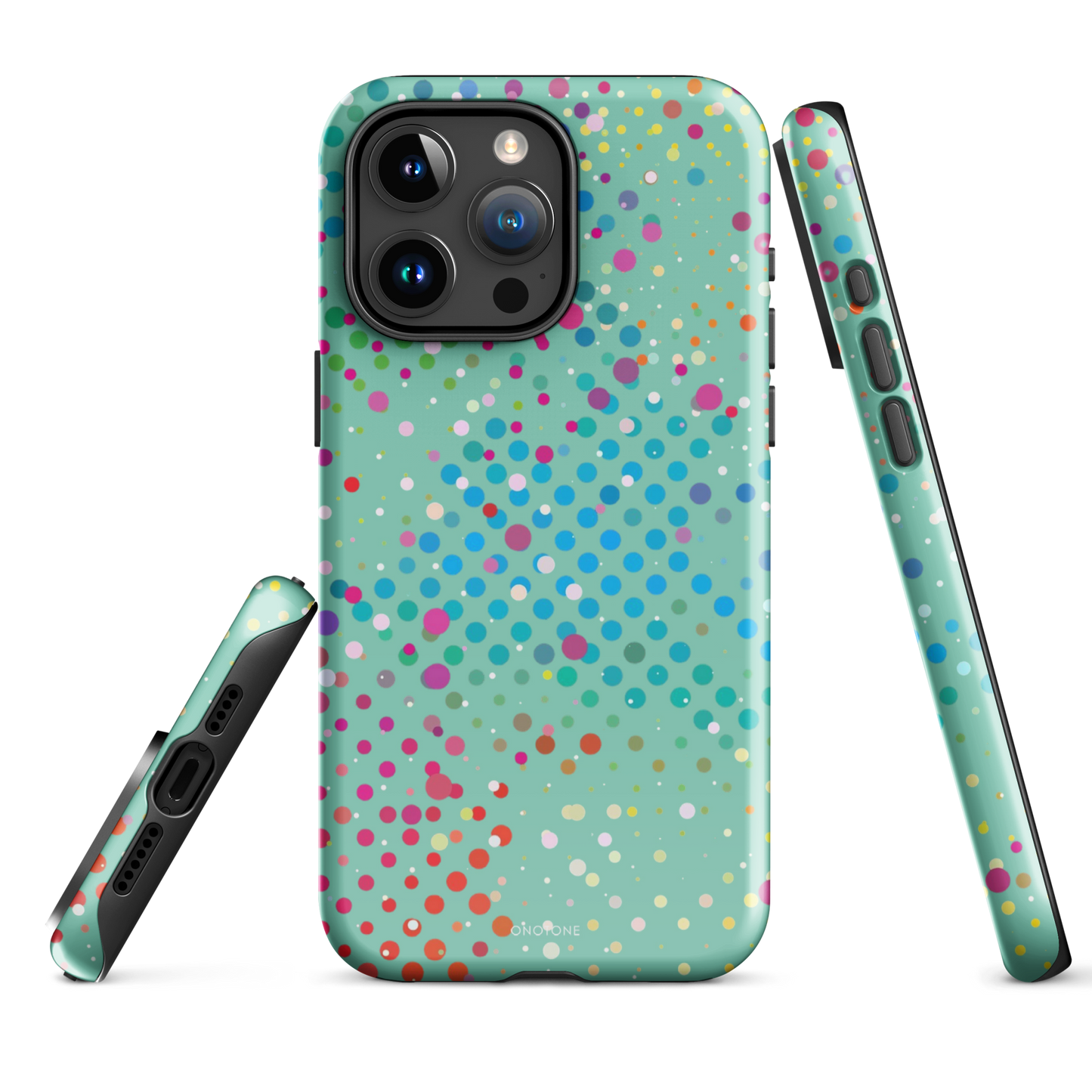 Middle Blue Green Polka Dot iPhone 15 Pro Max (MagSafe) Case