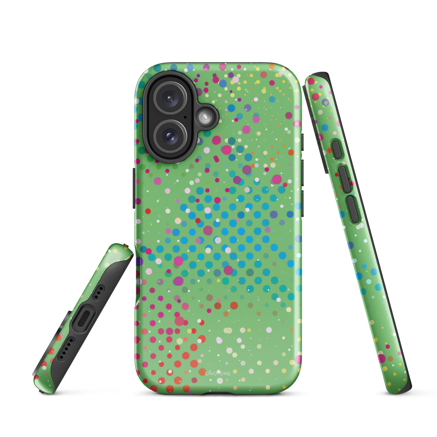 Pale Olive Green Polka Dot iPhone 16 (MagSafe) Case