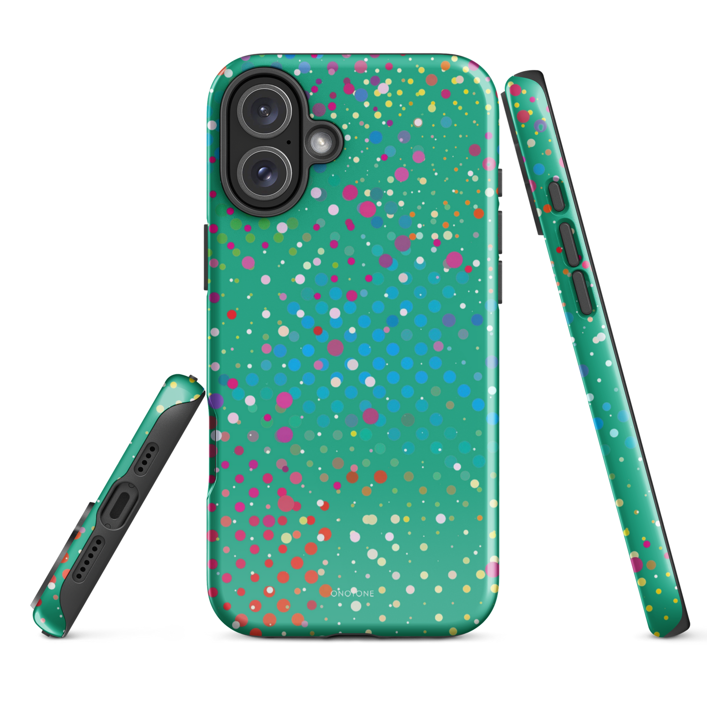 Persian Green Polka Dot iPhone 16 Plus (MagSafe) Case