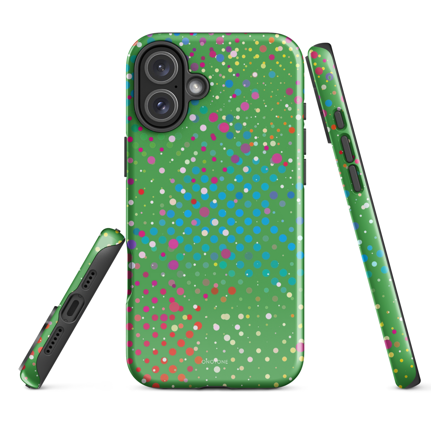 Dark Pastel Green Polka Dot iPhone 16 Plus (MagSafe) Case