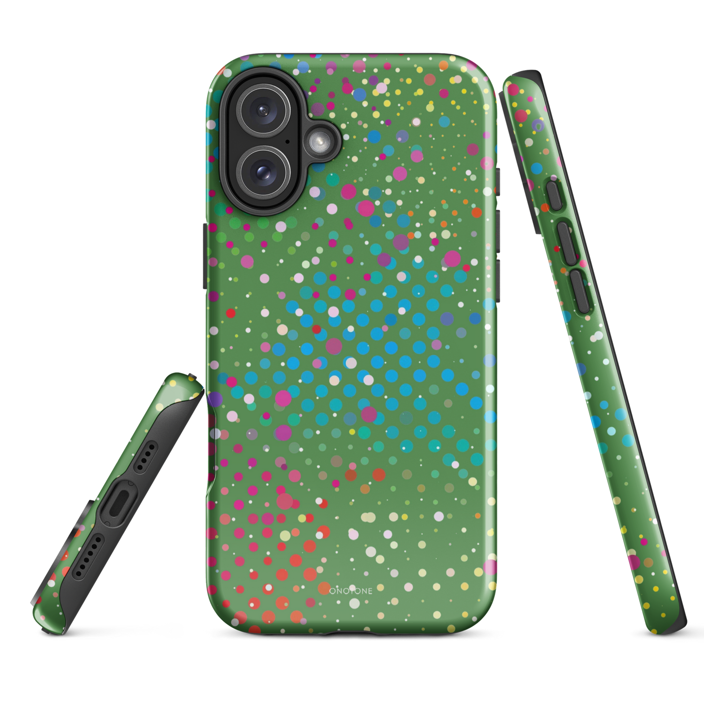 Forest Green Polka Dot iPhone 16 Plus (MagSafe) Case