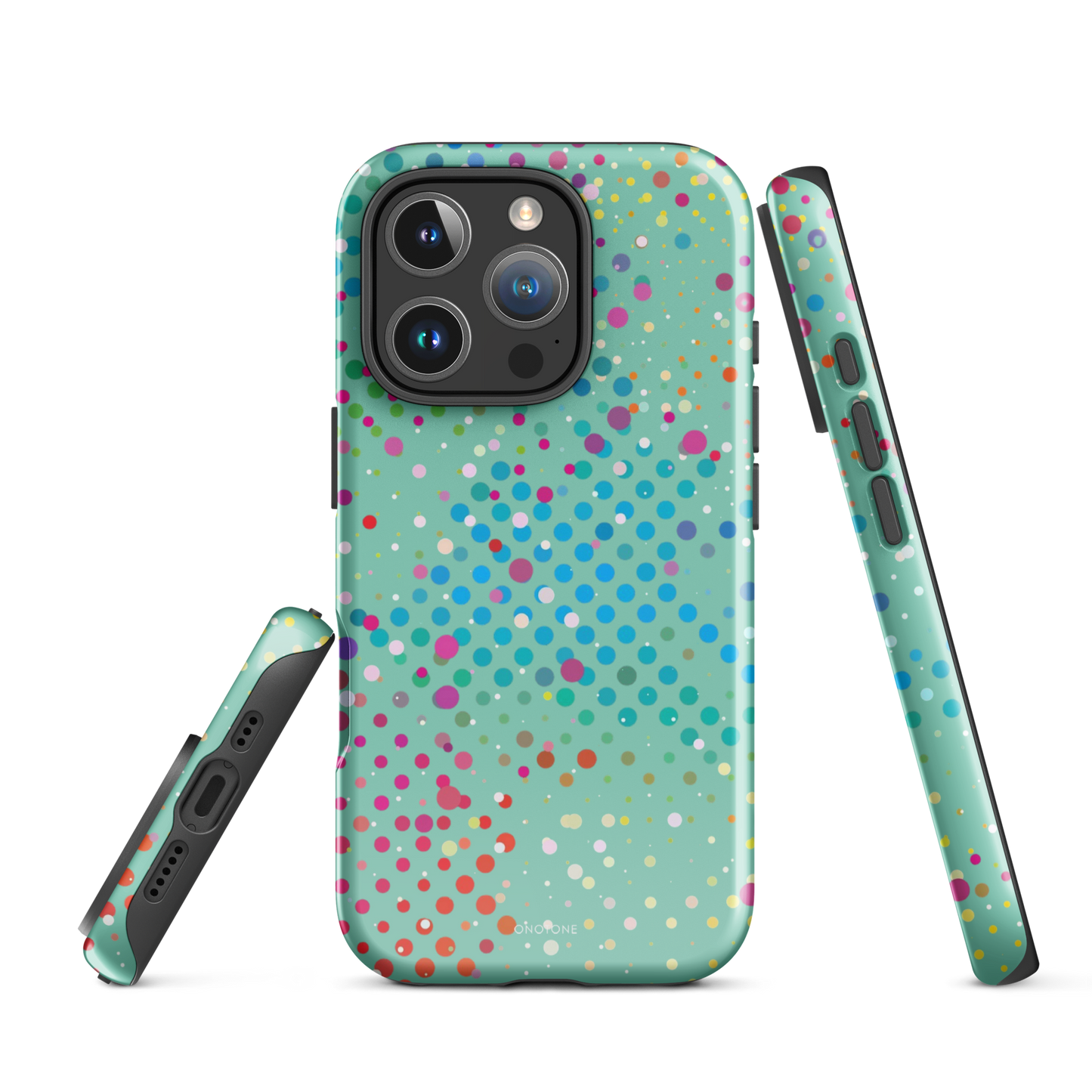 Middle Blue Green Polka Dot iPhone 16 Pro (MagSafe) Case
