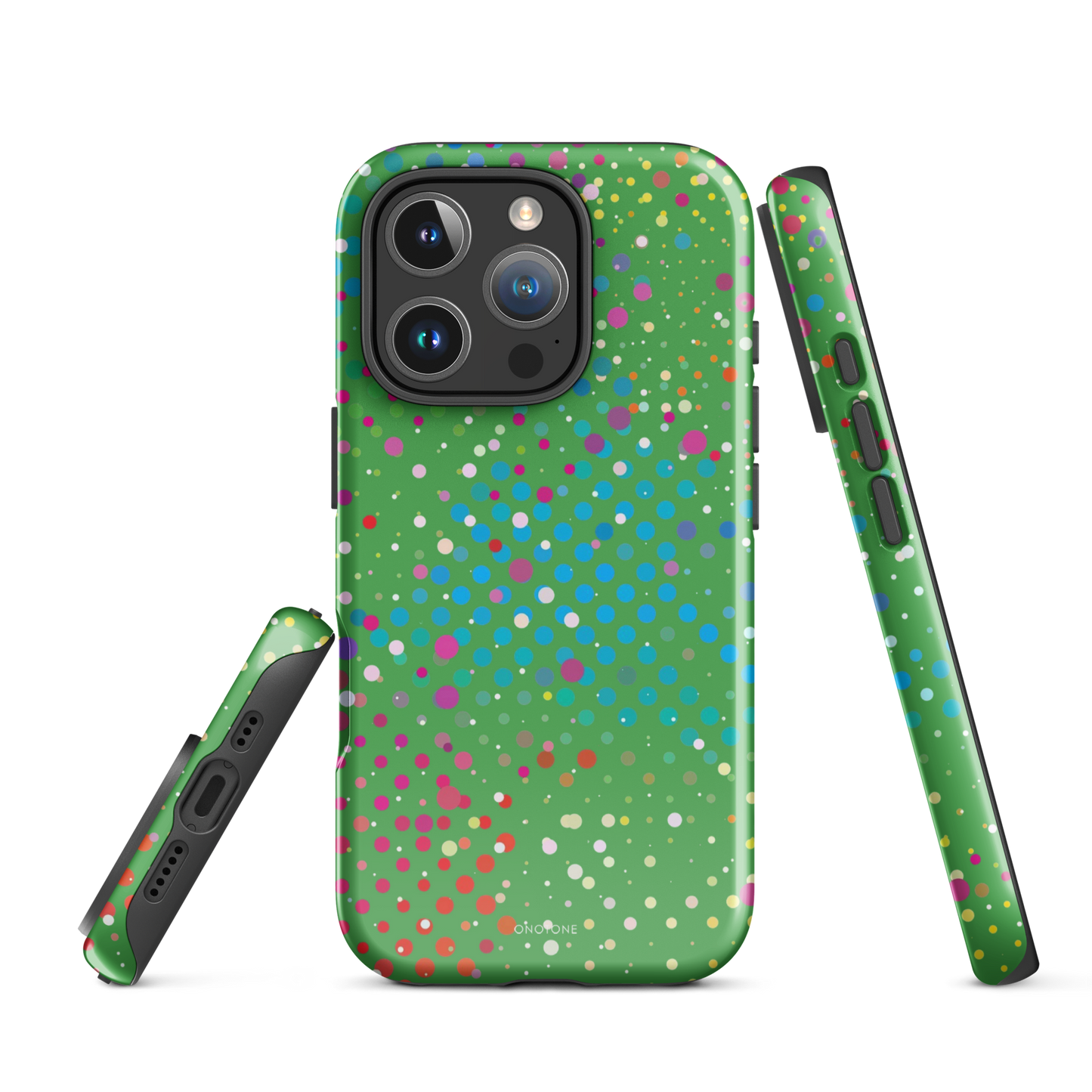 Dark Pastel Green Polka Dot iPhone 16 Pro (MagSafe) Case