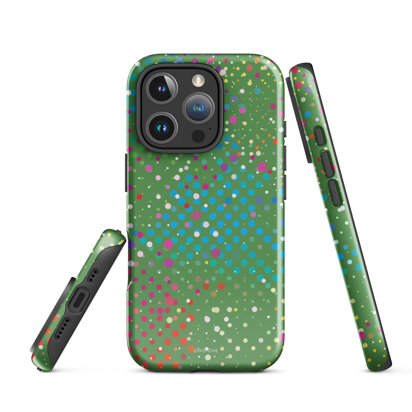 Forest Green Polka Dot iPhone 16 Pro (MagSafe) Case