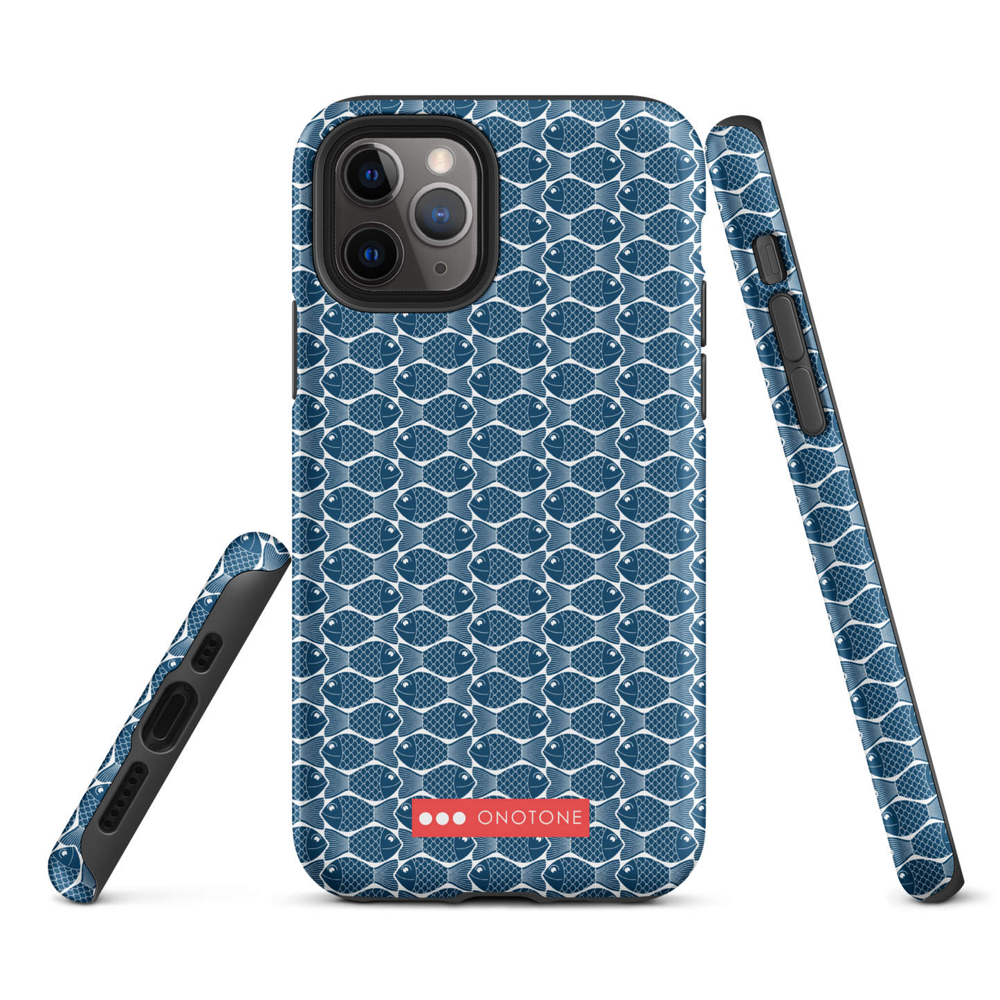 Japanese iPhone® Case with traditional Indigo fish patterns