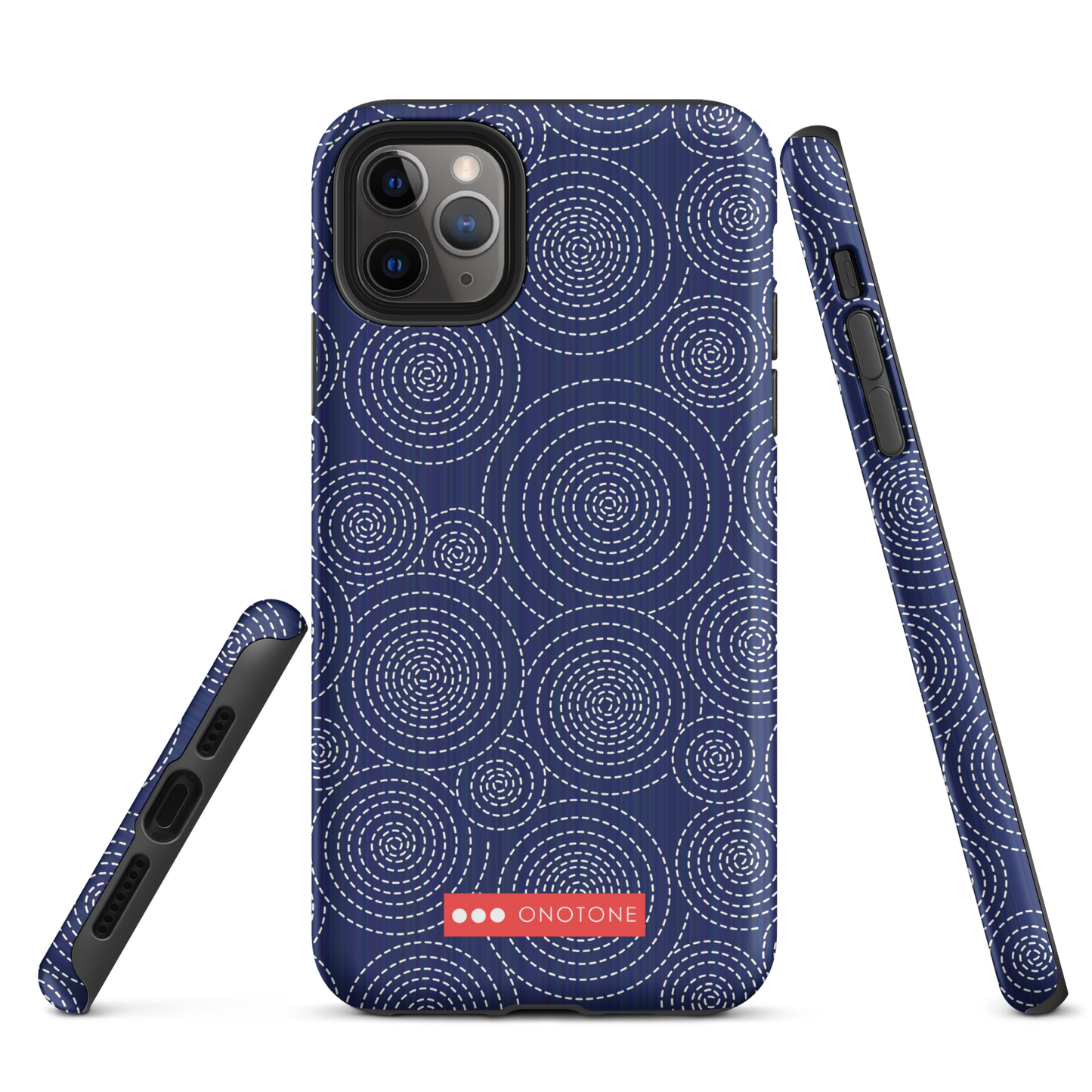 Japanese design indigo iPhone® Case with circular patterns
