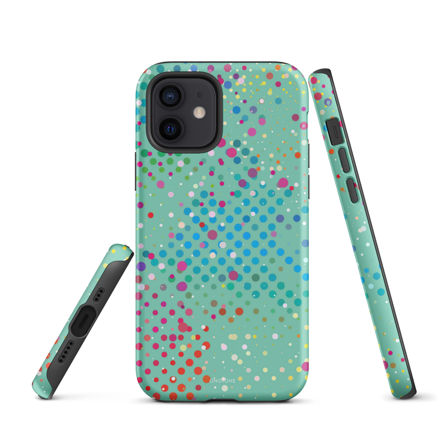 Middle Blue Green Polka Dot iPhone 12 Pro Case