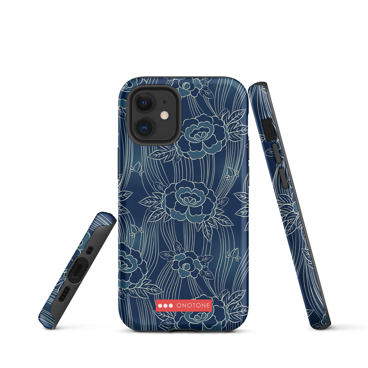 Japanese design indigo iPhone® Case with roses patterns