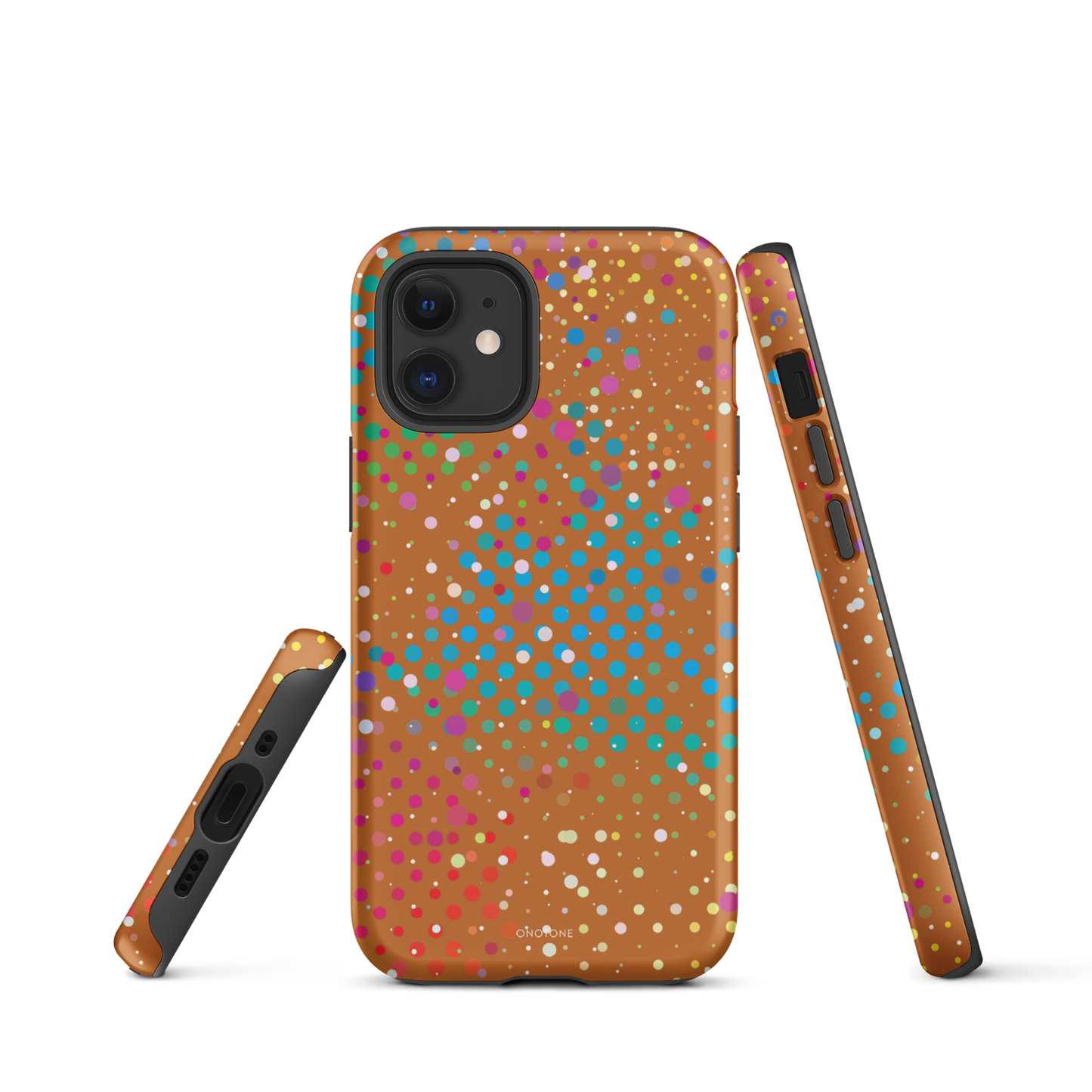 Brown-Orange Polka Dot iPhone 12 Case