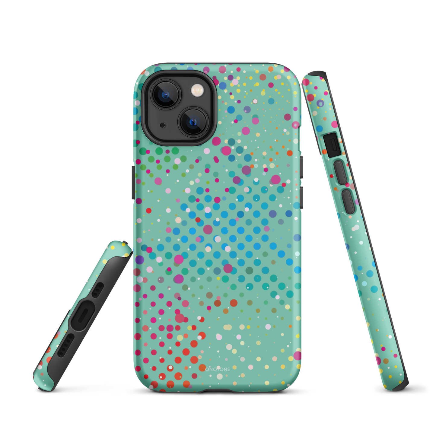 Middle Blue Green Polka Dot iPhone 13 Pro Case