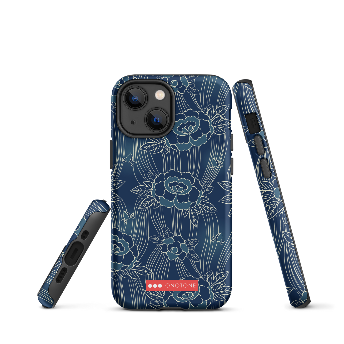 Japanese design indigo iPhone® Case with roses patterns