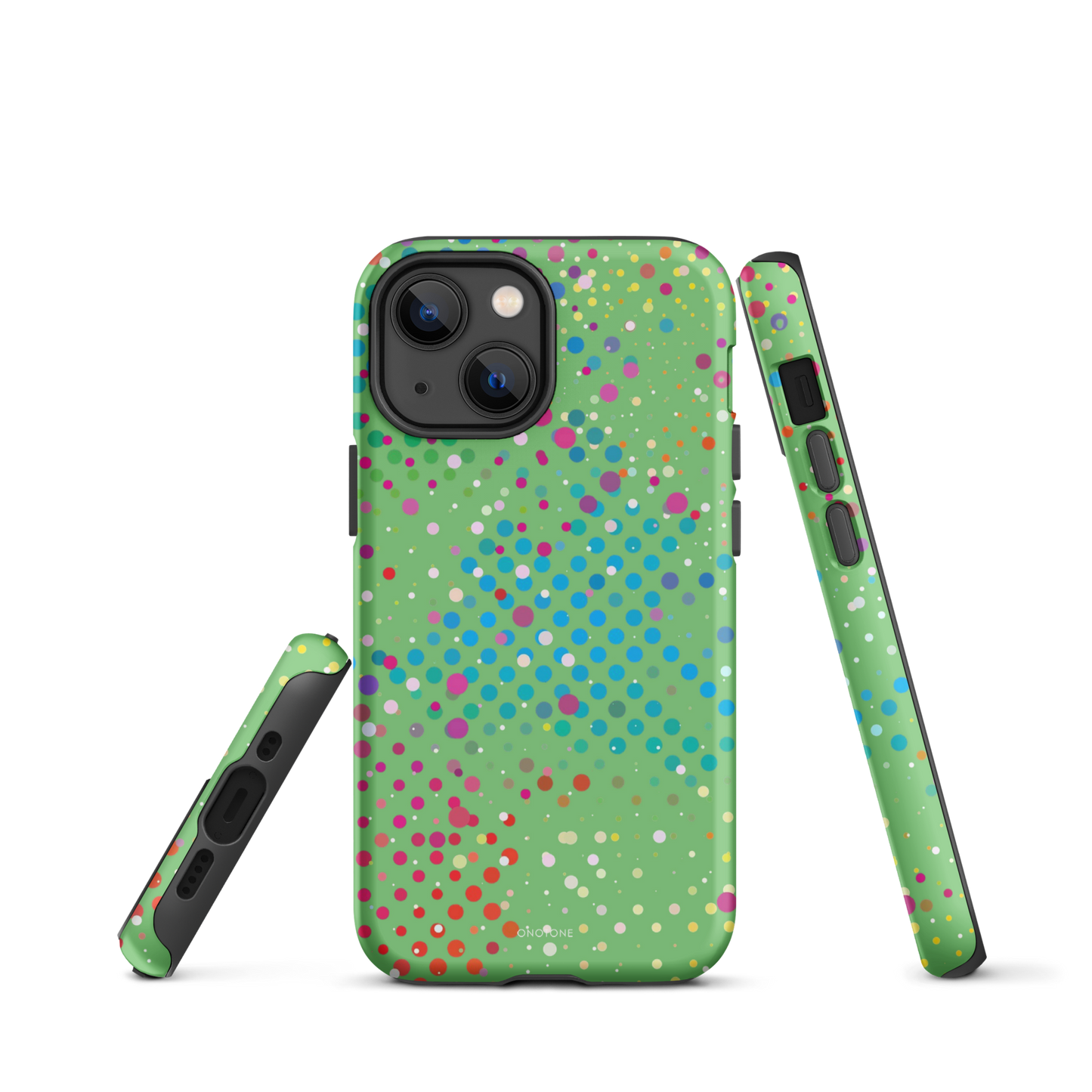Pale Olive Green Polka Dot iPhone 13 Case