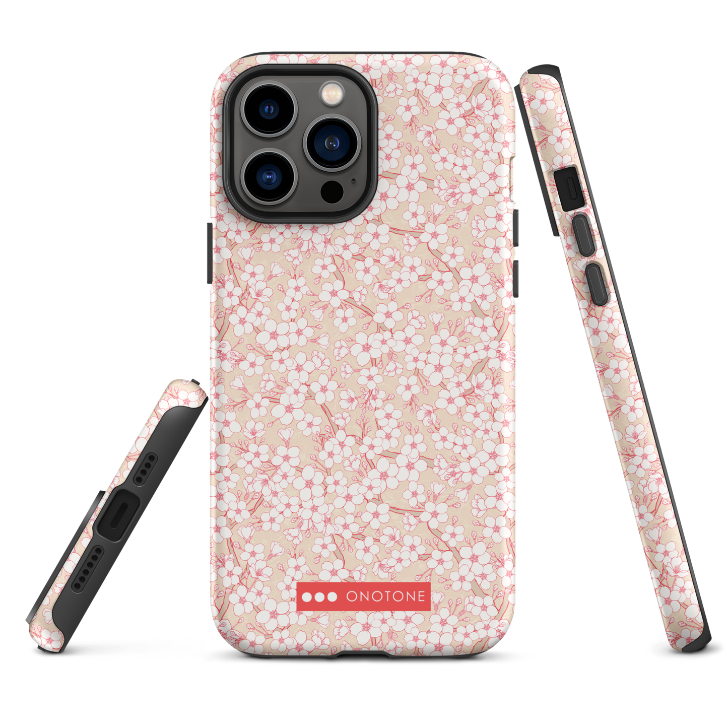 Japanese design indigo iPhone® Case with pink cherry blossom