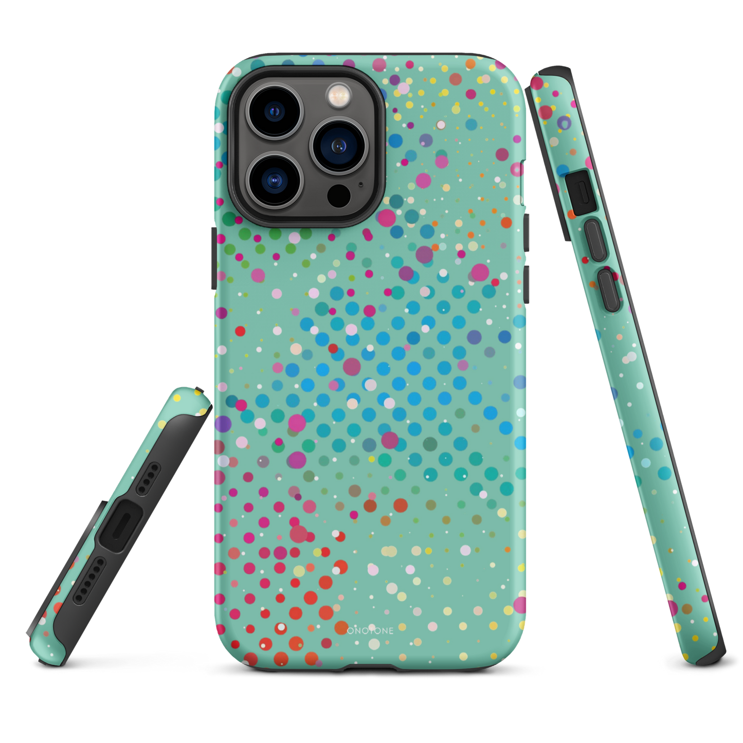 Middle Blue Green Polka Dot iPhone 14 Case