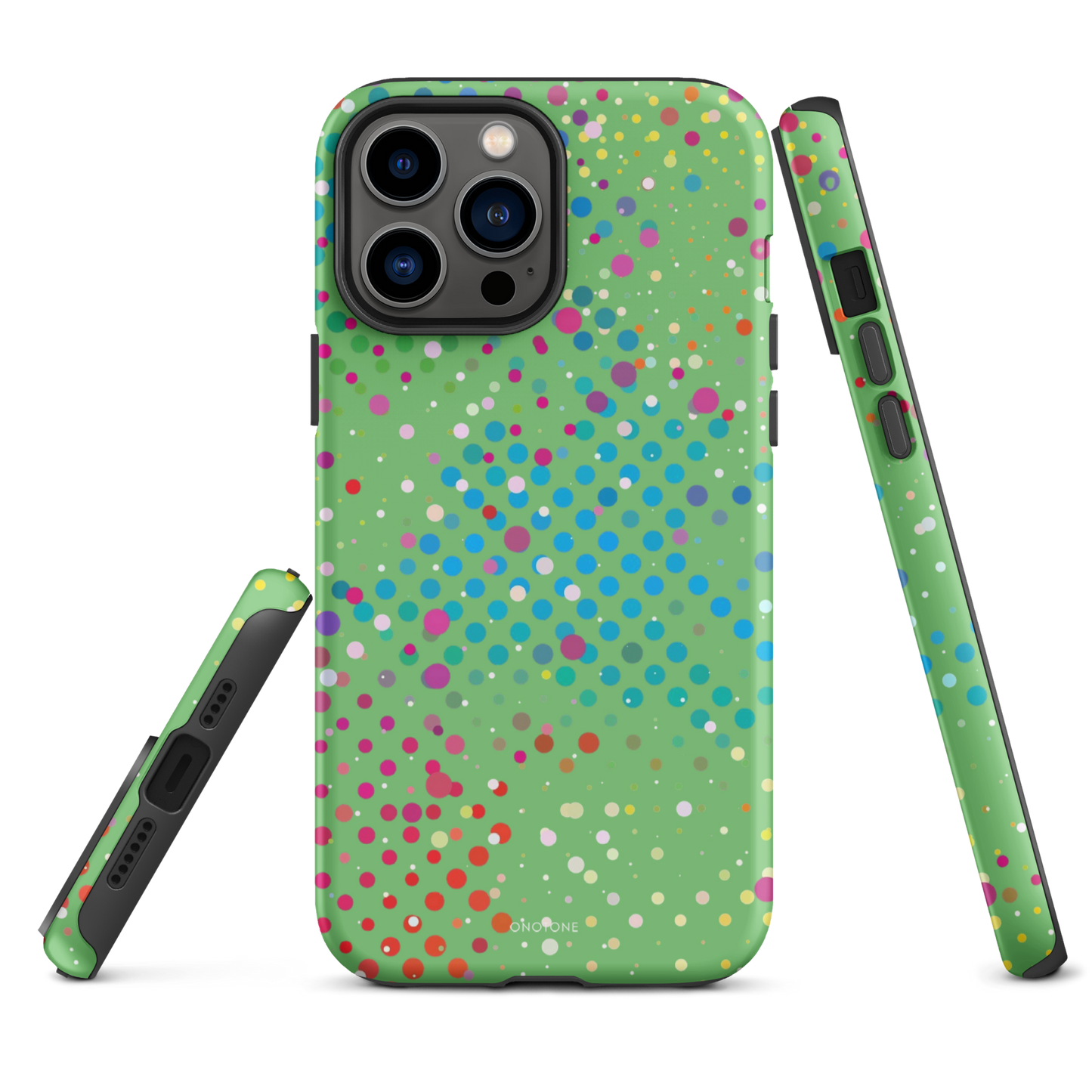 Pale Olive Green Polka Dot iPhone 14 Case