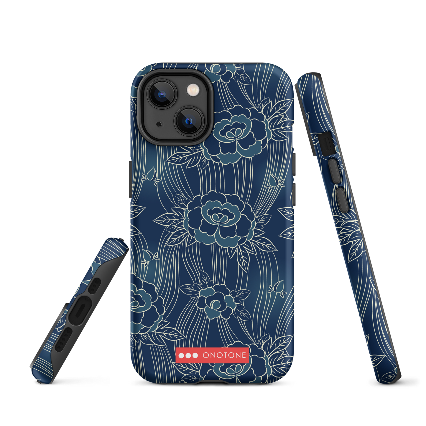 Japanese design indigo iPhone® Case with roses patterns