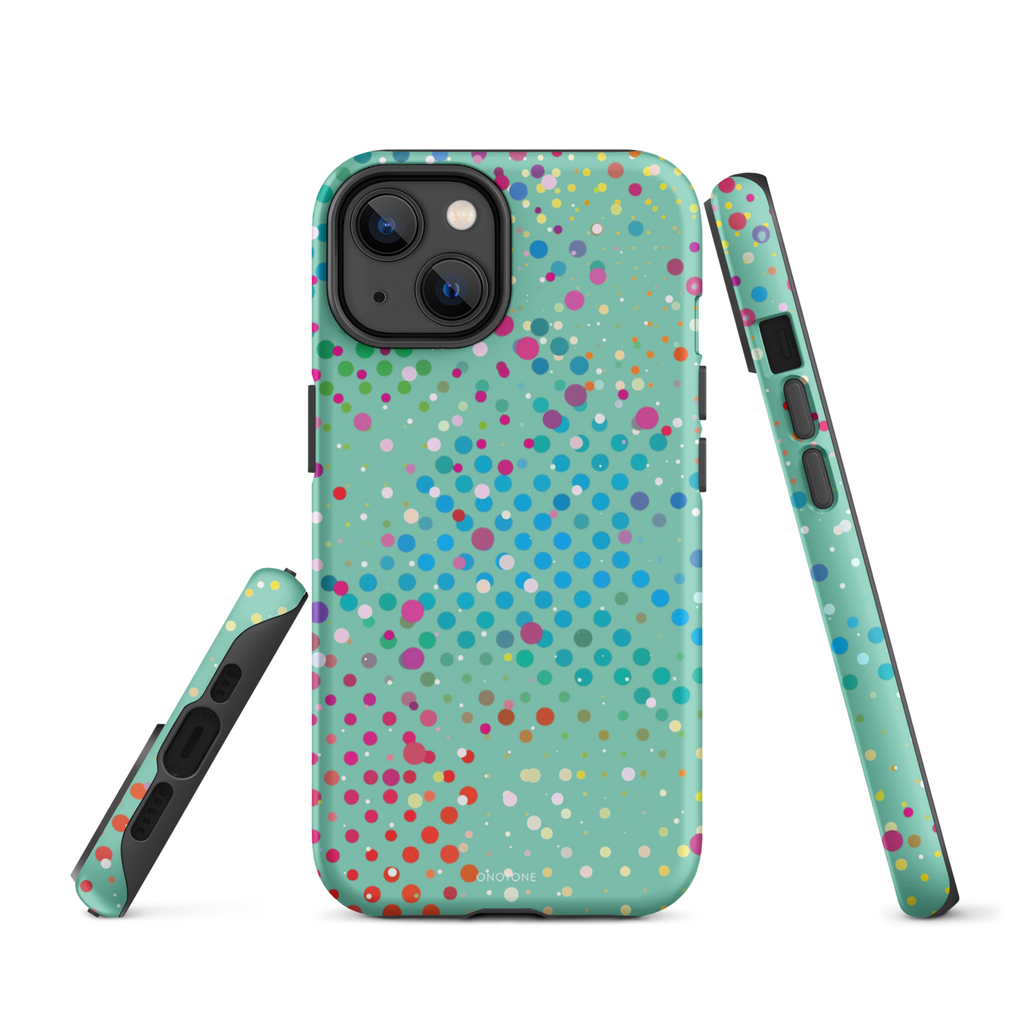 Middle Blue Green Polka Dot iPhone 14 Plus Case