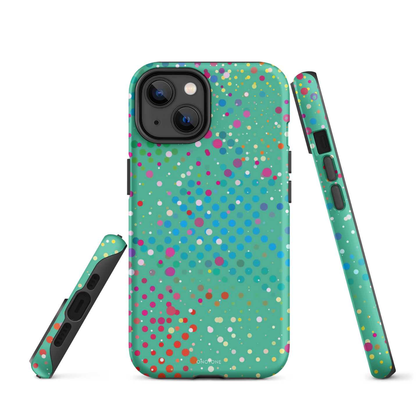 Pearl Aqua Polka Dot iPhone 14 Plus Case