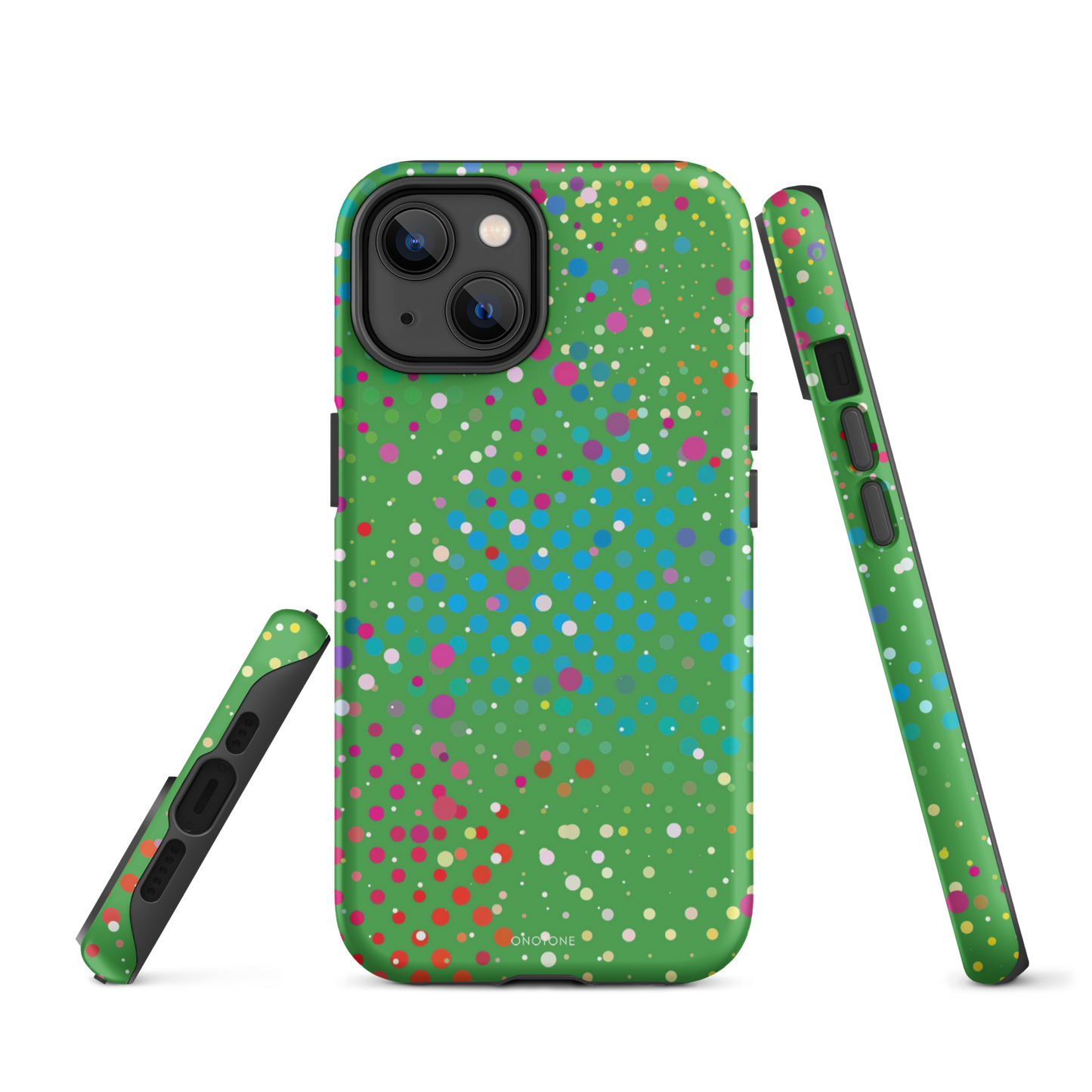 Dark Pastel Green Polka Dot iPhone 14 Plus Case
