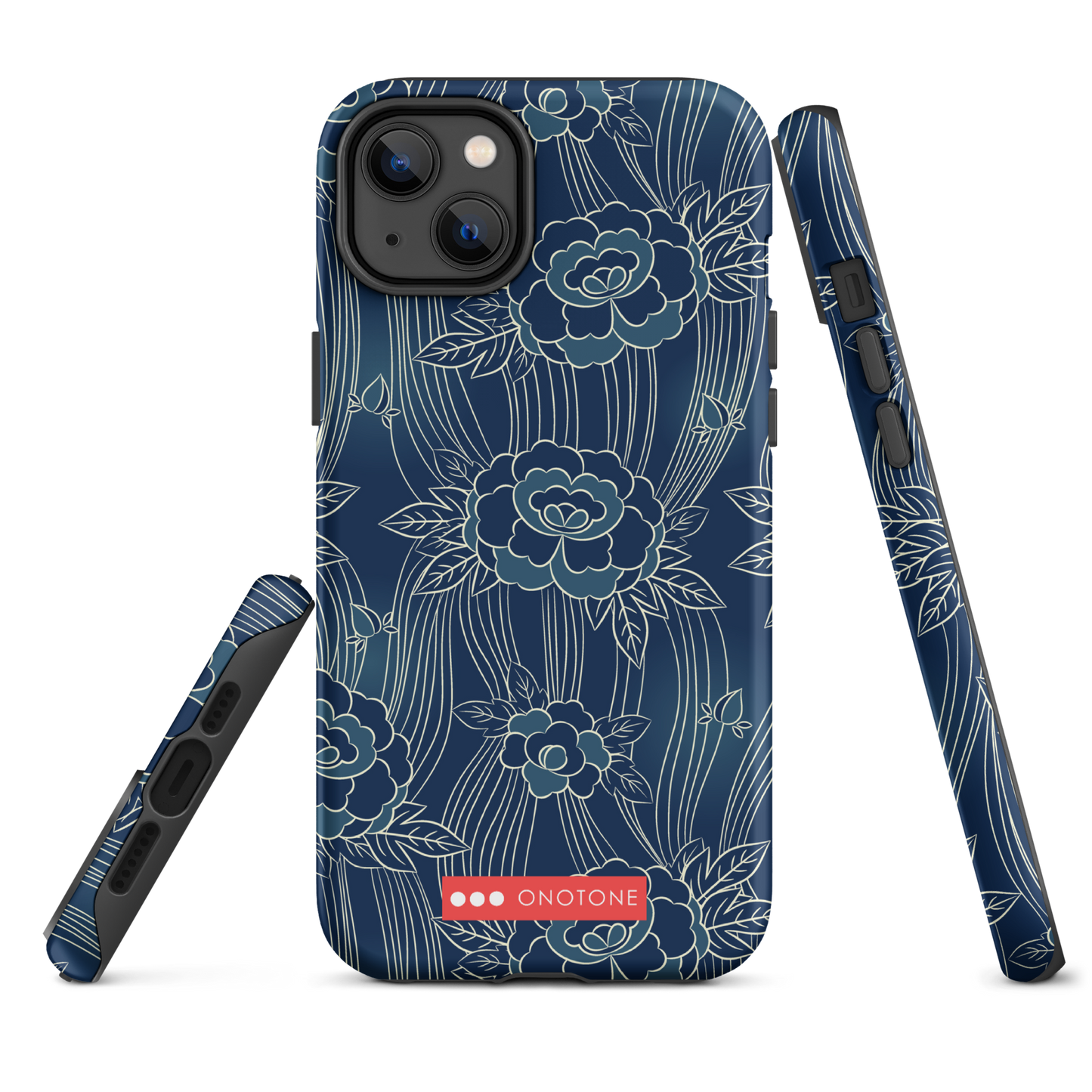 Japanese design indigo iPhone® Case with roses patterns