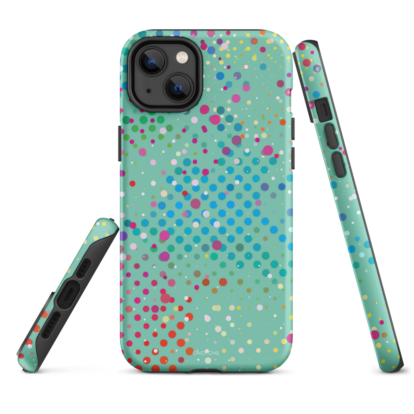 Middle Blue Green Polka Dot iPhone 14 Pro Case
