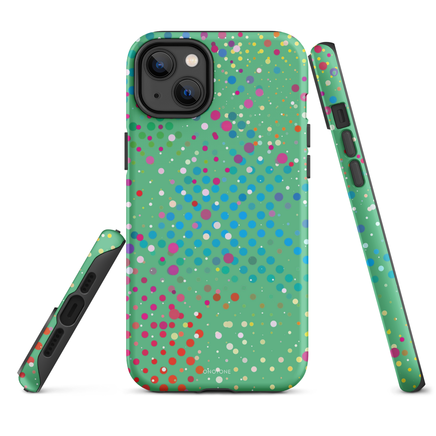 Medium Aquamarine Polka Dot iPhone 14 Pro Case