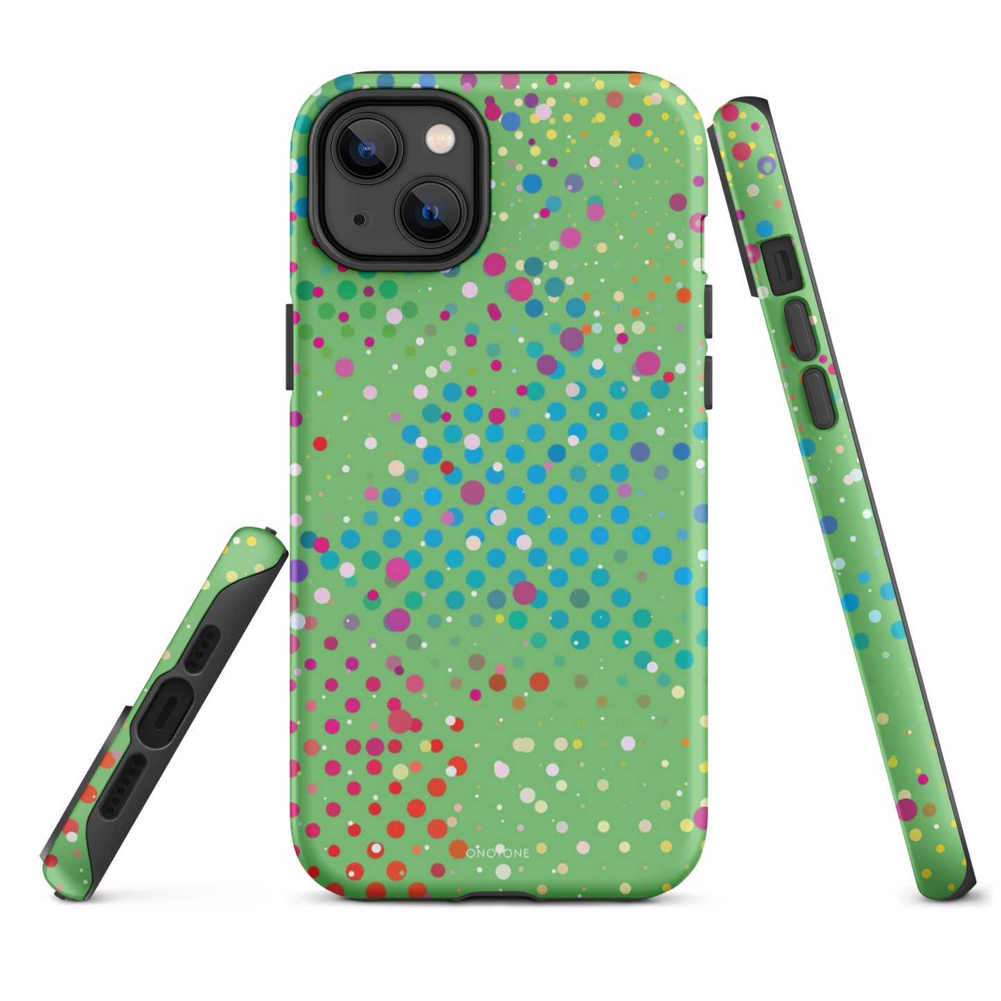 Pale Olive Green Polka Dot iPhone 14 Pro Case