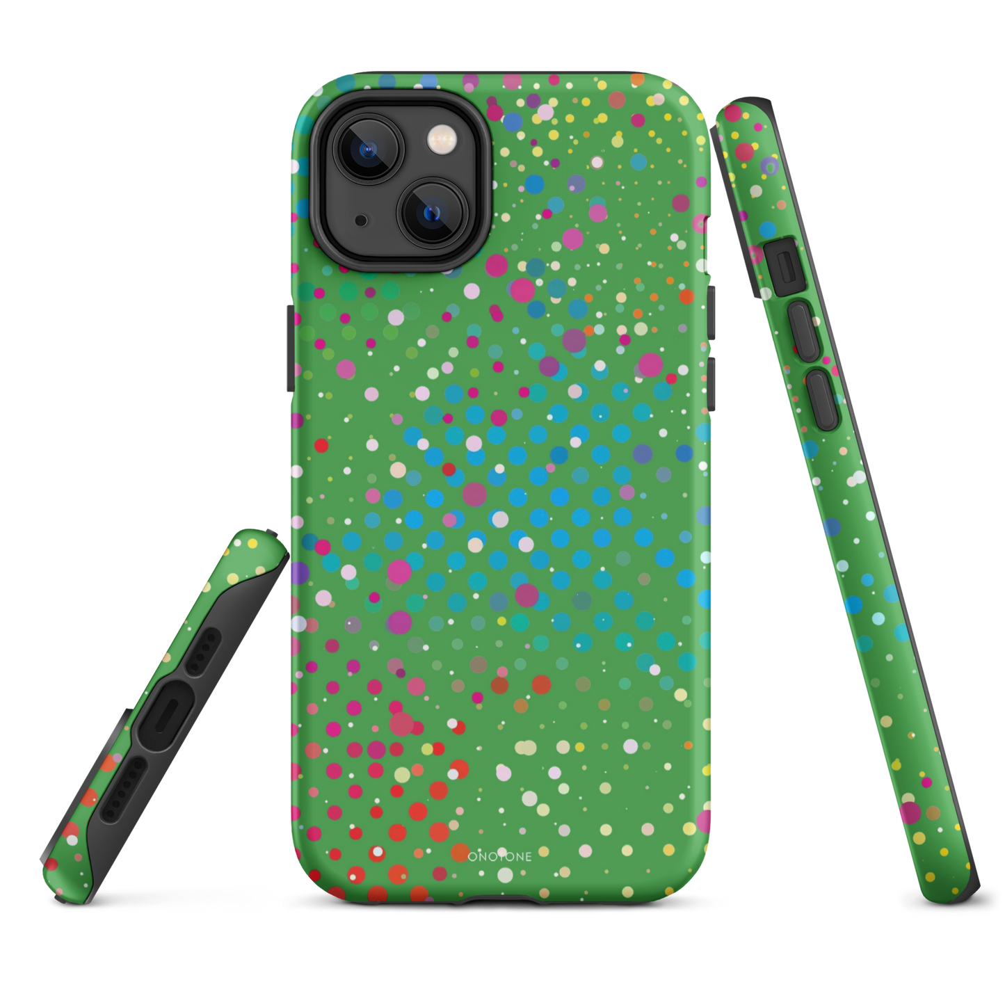 Dark Pastel Green Polka Dot iPhone 14 Pro Case