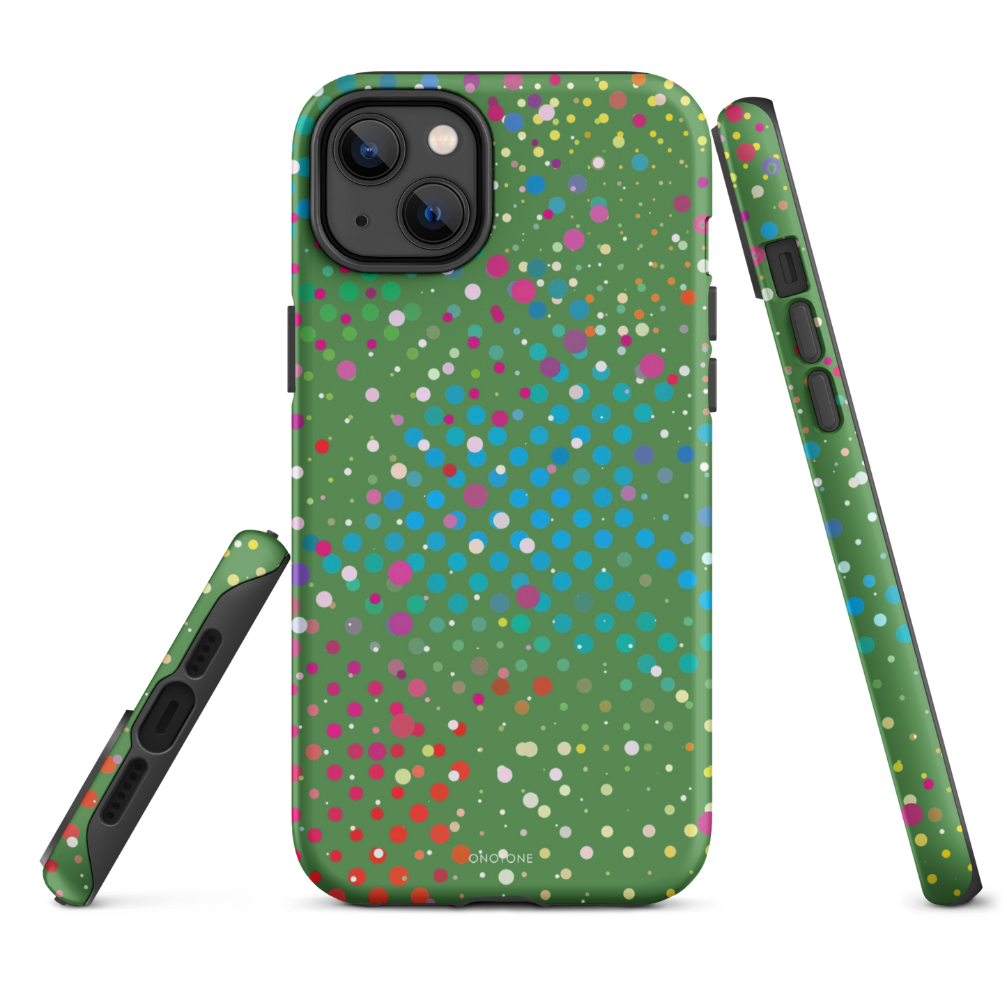 Forest Green Polka Dot iPhone 14 Pro Case