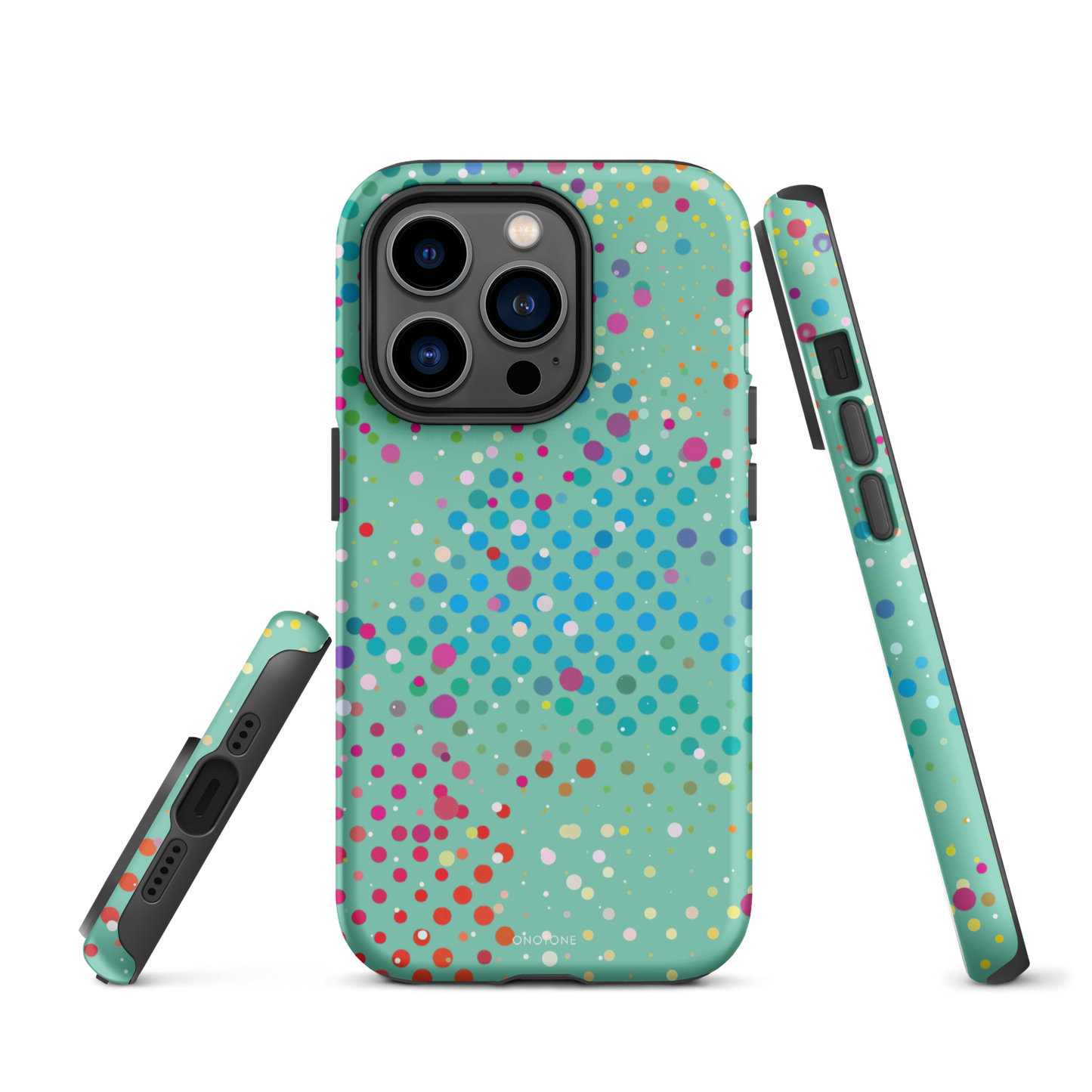 Middle Blue Green Polka Dot iPhone 14 Pro Max Case