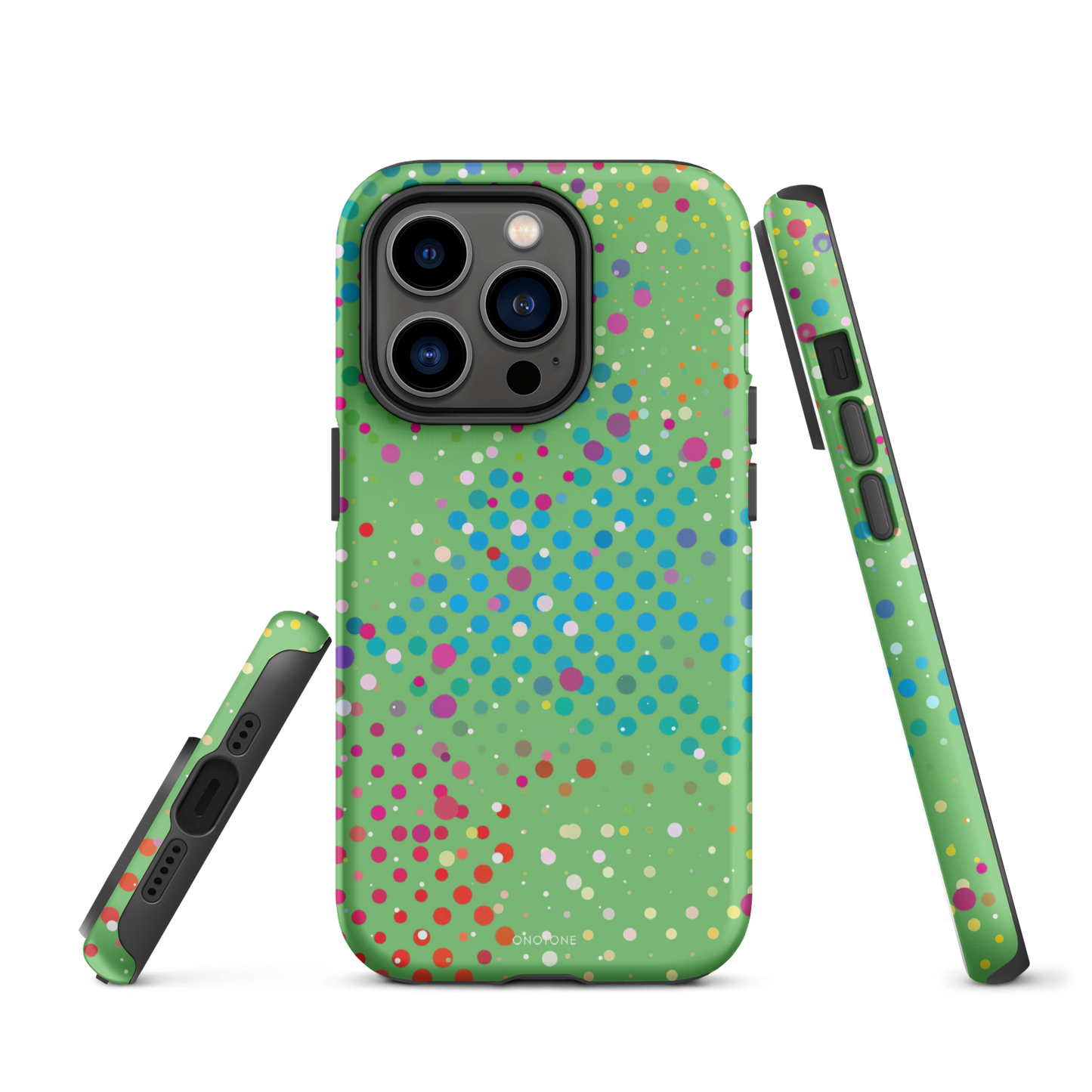 Pale Olive Green Polka Dot iPhone 14 Pro Max Case