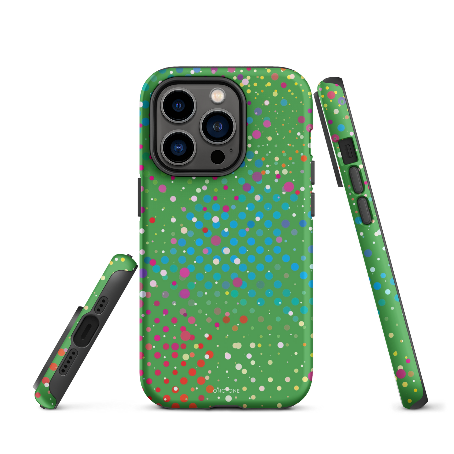 Dark Pastel Green Polka Dot iPhone 14 Pro Max Case