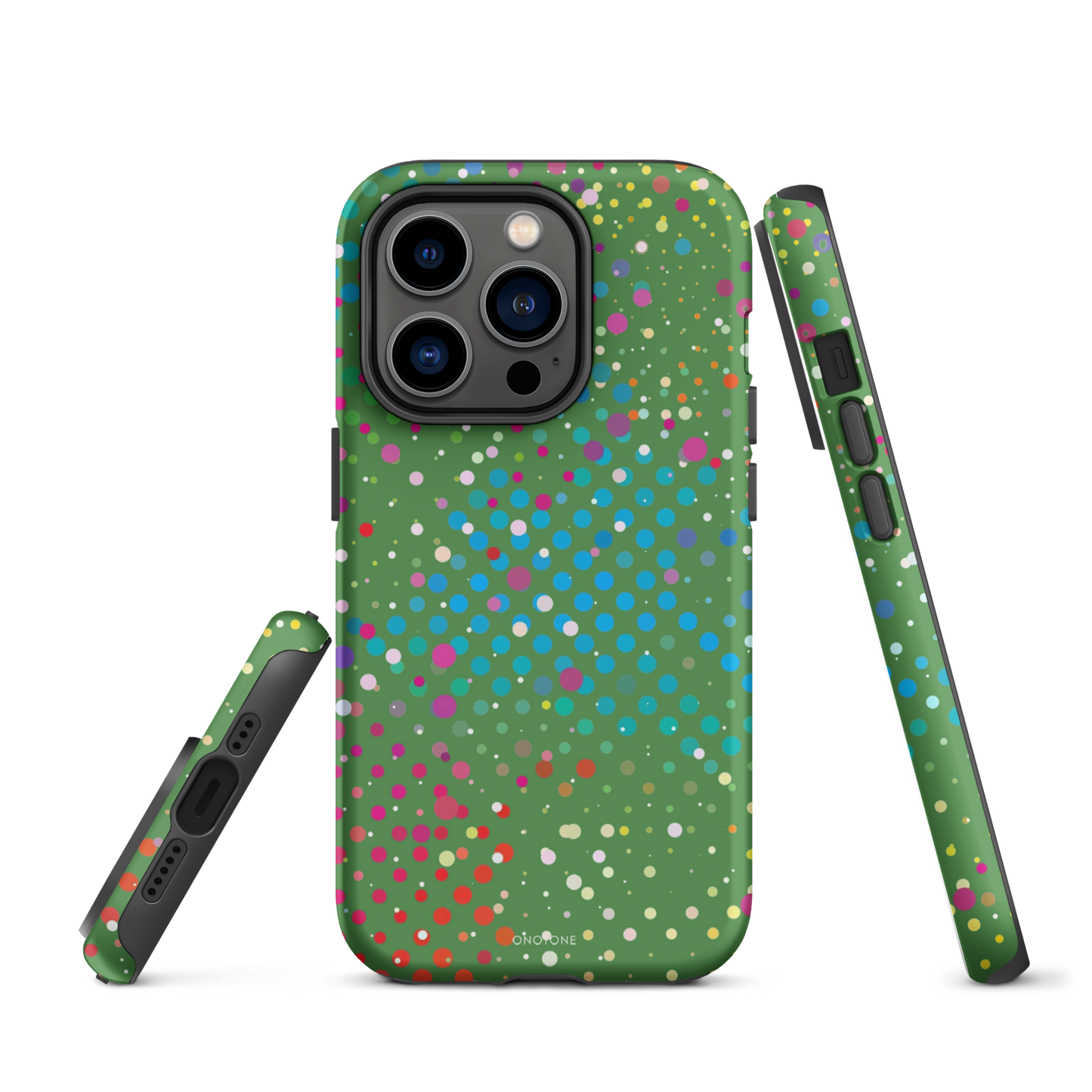 Forest Green Polka Dot iPhone 14 Pro Max Case