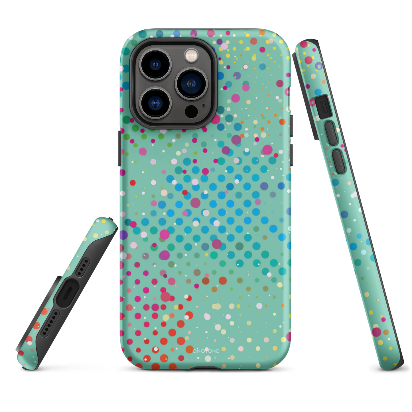 Middle Blue Green Polka Dot iPhone 15 (MagSafe) Case