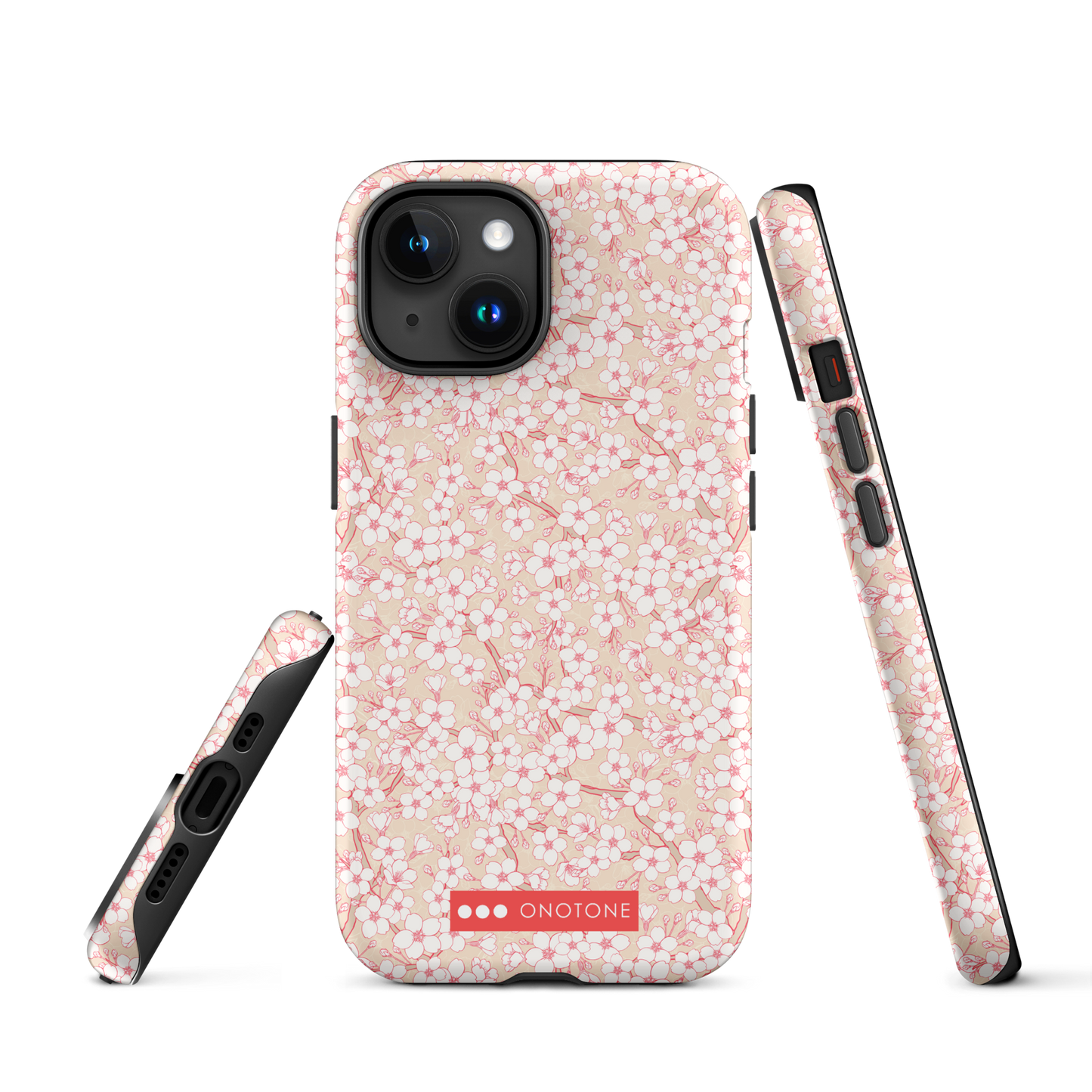 Japanese design indigo iPhone® Case with pink cherry blossom