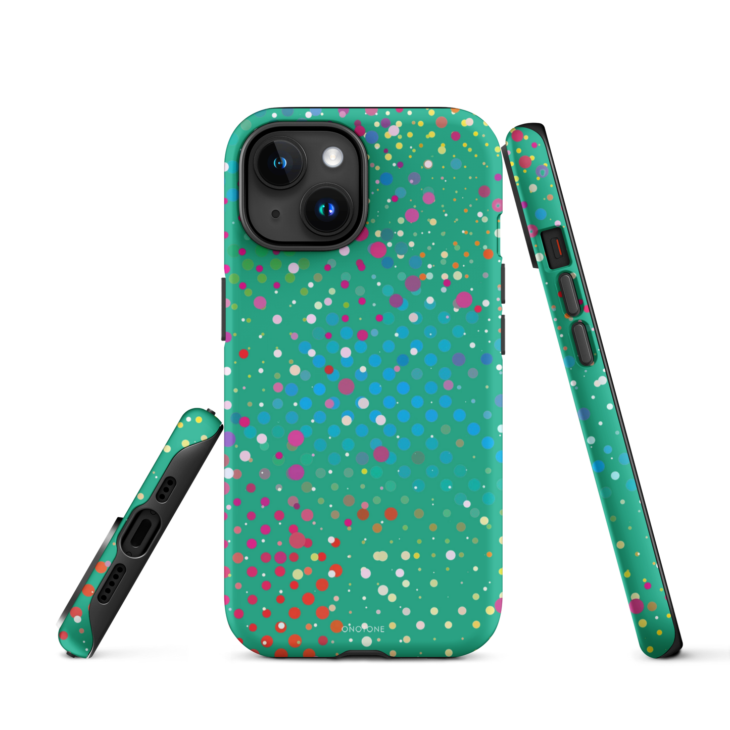 Persian Green Polka Dot iPhone 15 Plus (MagSafe) Case