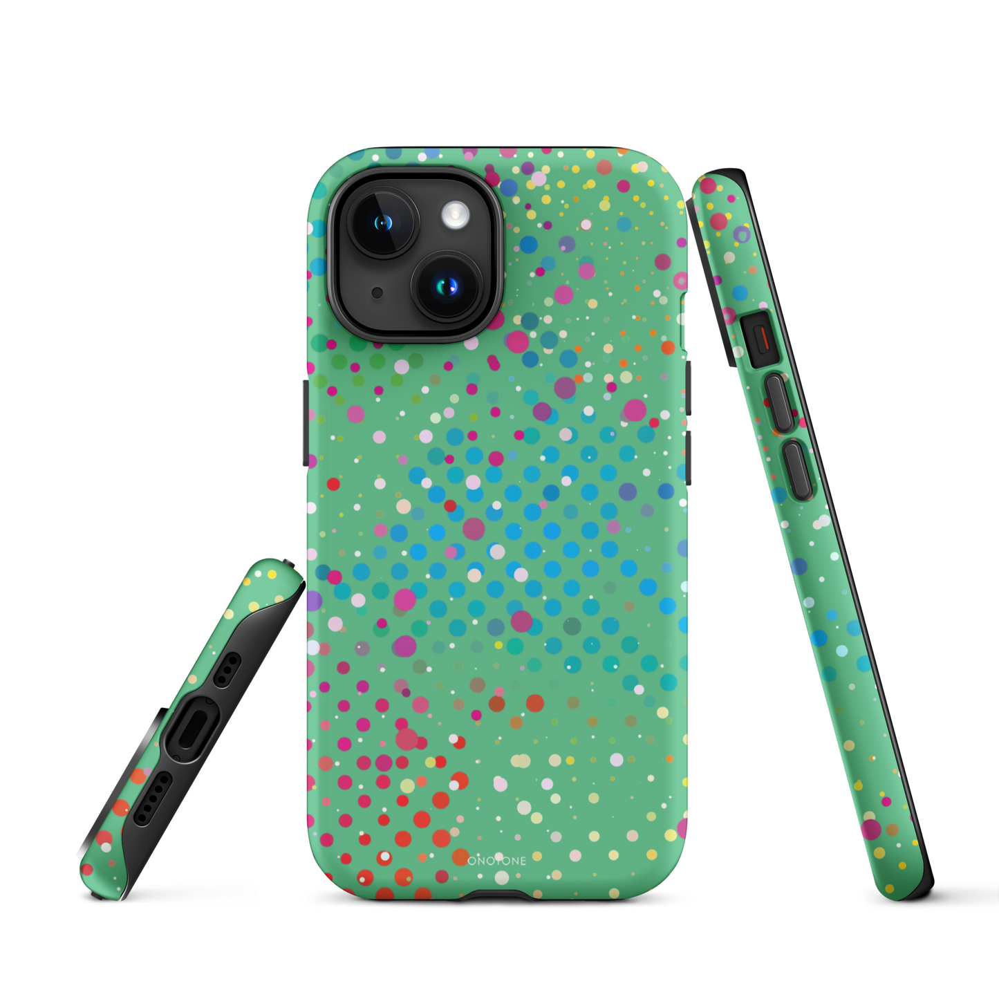 Medium Aquamarine Polka Dot iPhone 15 Plus (MagSafe) Case