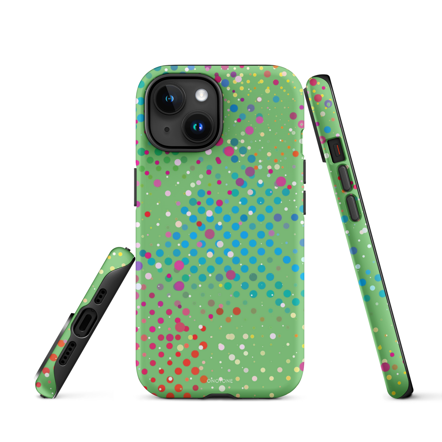 Pale Olive Green Polka Dot iPhone 15 Plus (MagSafe) Case