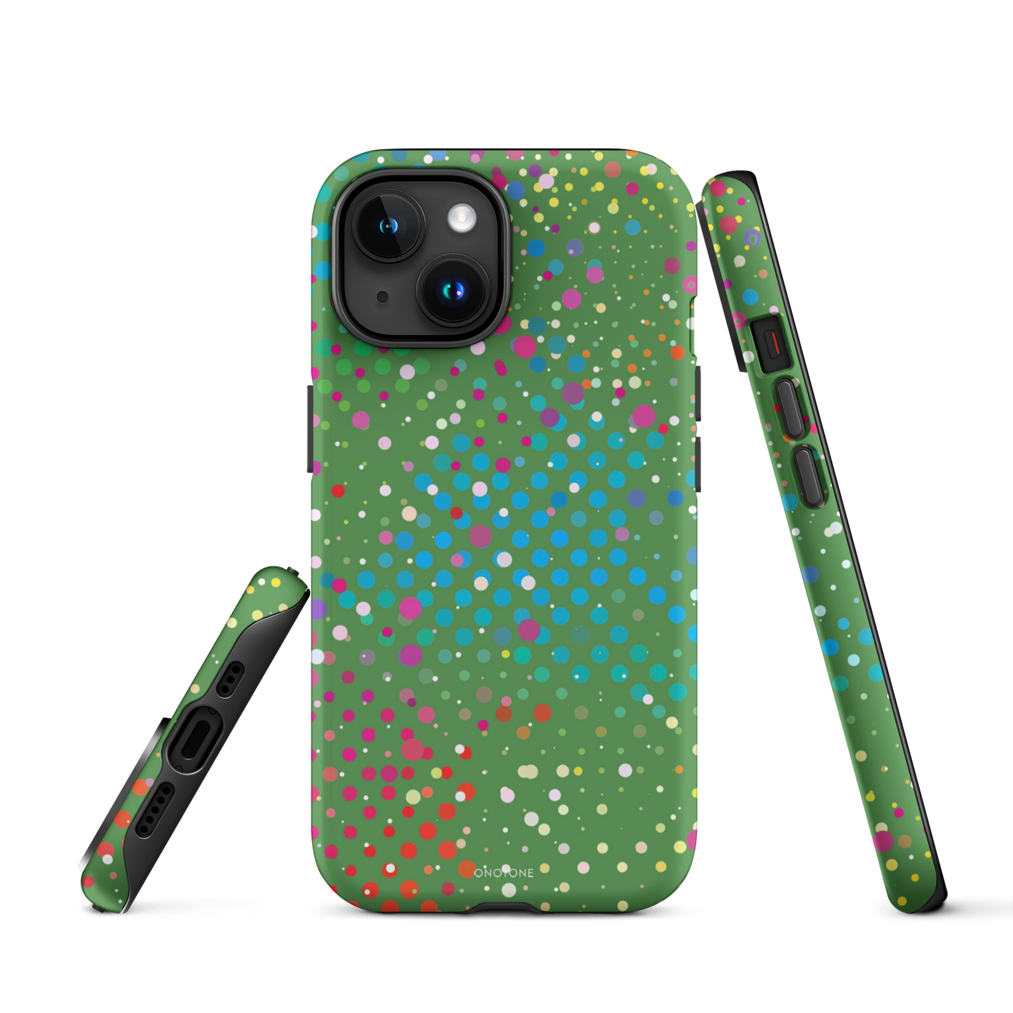 Forest Green Polka Dot iPhone 15 Plus (MagSafe) Case