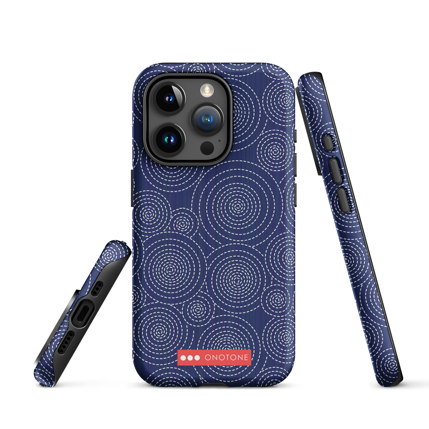 Japanese design indigo iPhone® Case with circular patterns
