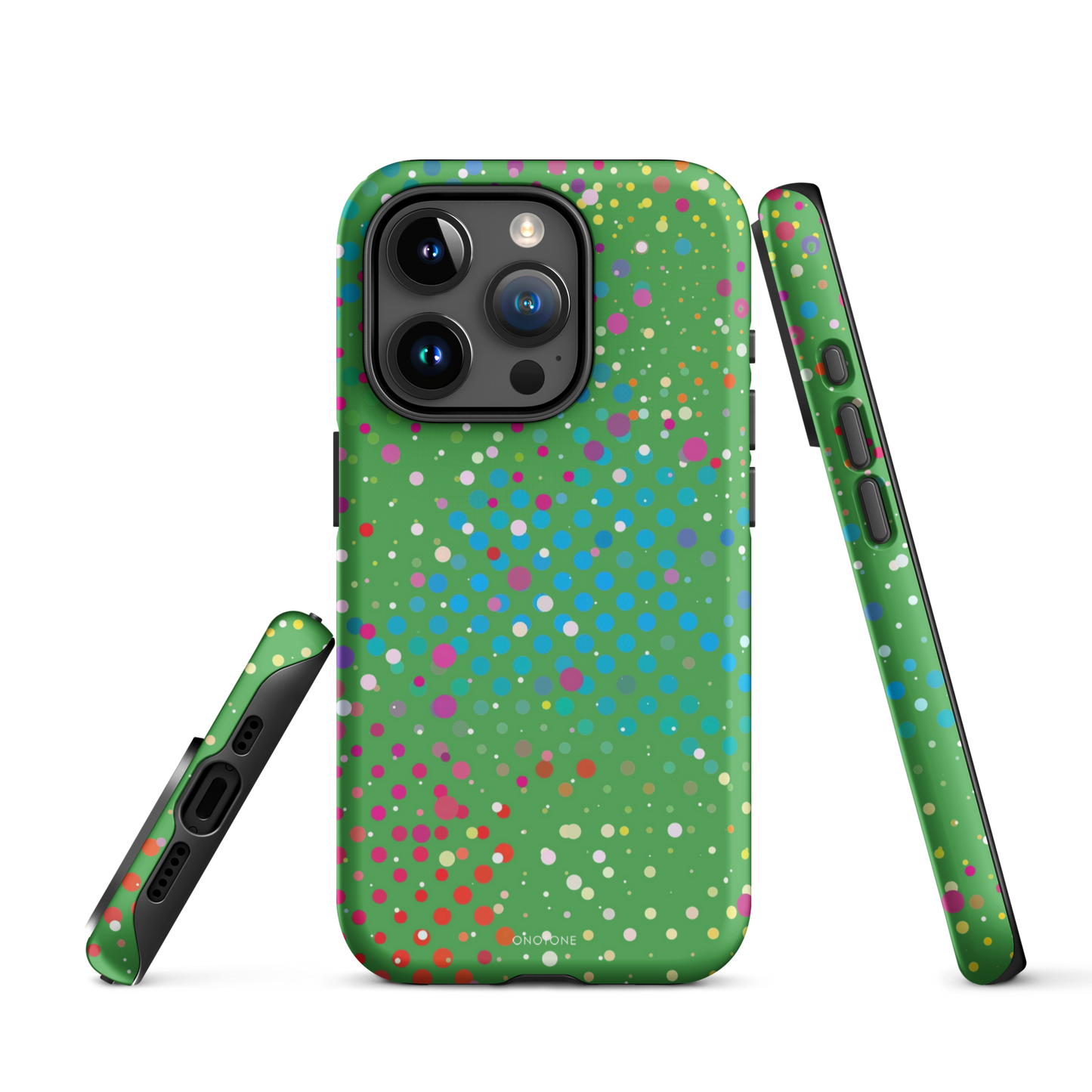 Dark Pastel Green Polka Dot iPhone 15 Pro Max (MagSafe) Case