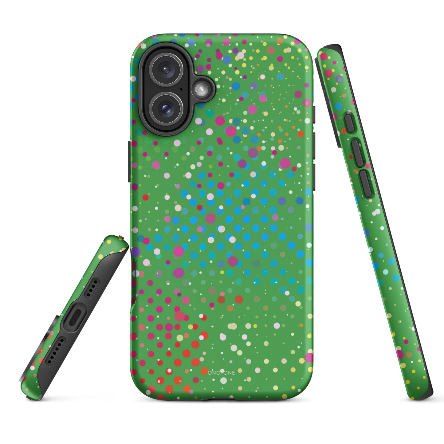 Dark Pastel Green Polka Dot iPhone 16 Pro (MagSafe) Case