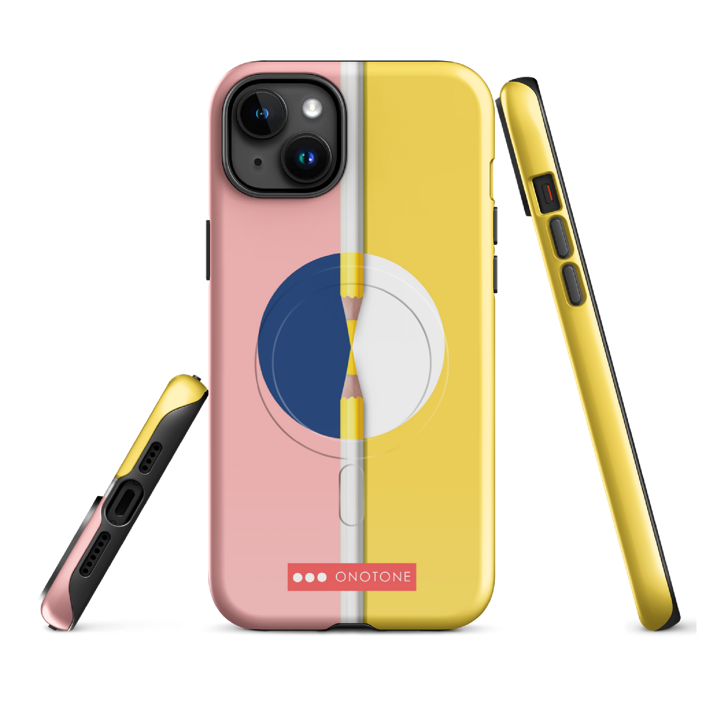 Dual Layer pink & yellow modern iPhone® Case